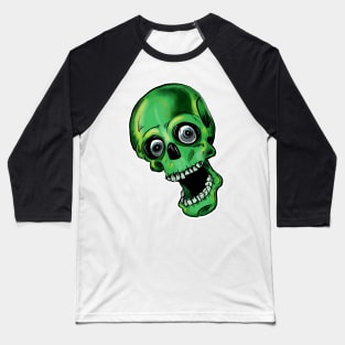 Green zombie halloween party skull Baseball T-Shirt